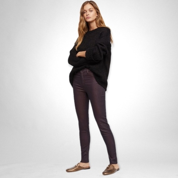 Free People Glitter Skinnies Burgundy Wine Sparkle skinny jeans - Picture 3 of 7